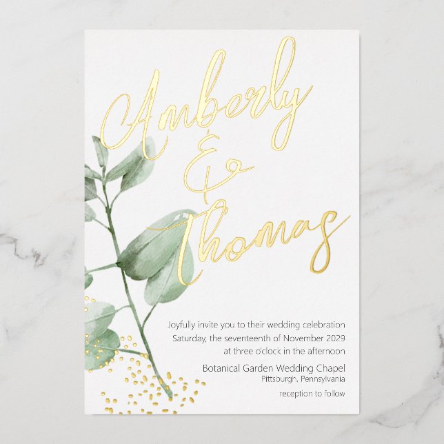 Greenery Bold Script Botanical Wedding (Front)