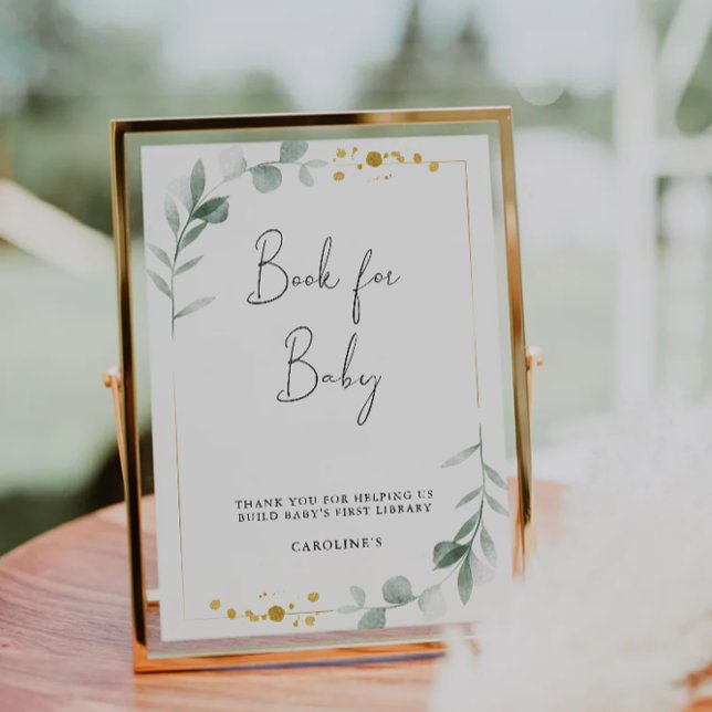 Greenery Book for Baby Sign, Baby Shower Invitation (Greenery Book for Baby Sign, Baby Shower Invitation)