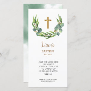 Greenery Bookmark Thank You Card, Baptism Favour