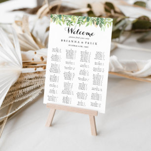 Greenery Botanical Alphabetical Seating Chart