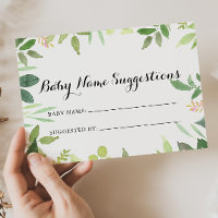 Greenery Botanical Baby Name Suggestions Card
