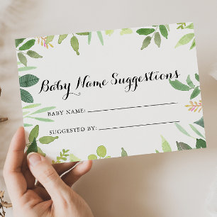 Greenery Botanical Baby Name Suggestions Card