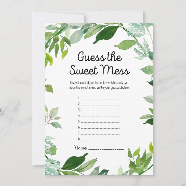 Greenery Botanical Baby Shower Game 5x7" Size Invitation (Front)
