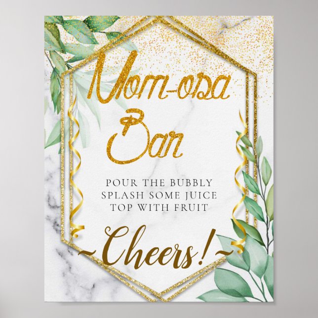 Greenery Botanical Baby Shower Mimosa Bar Sign (Front)
