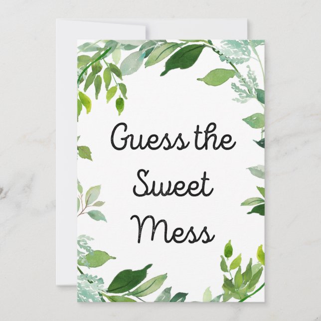 Greenery Botanical Baby Shower Sign 5x7" Size Invitation (Front)