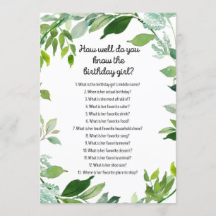 Greenery Botanical Birthday Girl Game 5x7" Size Invitation
