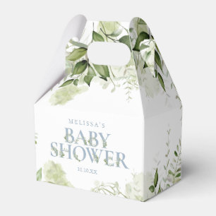 Greenery Botanical Dusty Blue Baby Shower Favour Box