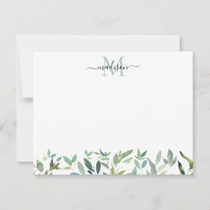 Greenery Botanical Eucalyptus Foliage Monogram Card