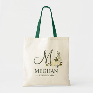 Greenery Botanical Floral Bridesmaid Tote Bag