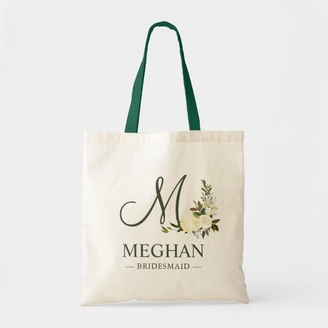 Greenery Botanical Floral Bridesmaid Tote Bag (Front)
