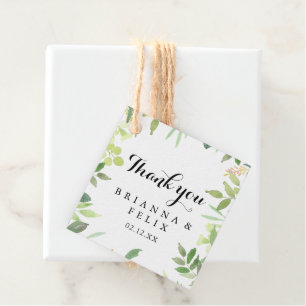Greenery Botanical Foliage Calligraphy Wedding Favour Tags