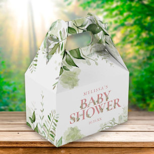 Greenery Botanical Foliage Dusty Rose Baby Shower Favour Box