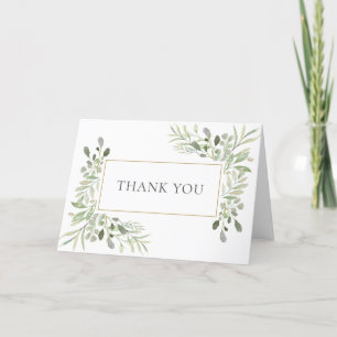 Greenery Botanical Foliage Folded Thank You Card