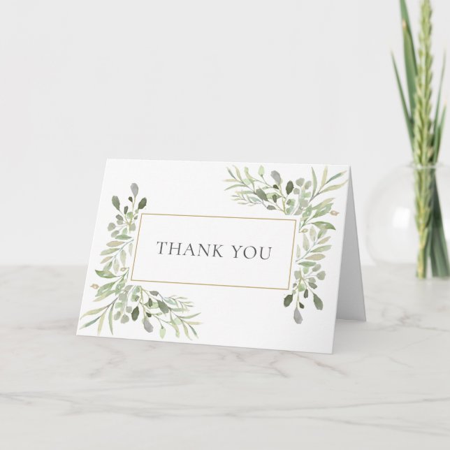 Greenery Botanical Foliage Folded Thank You Card (Front)