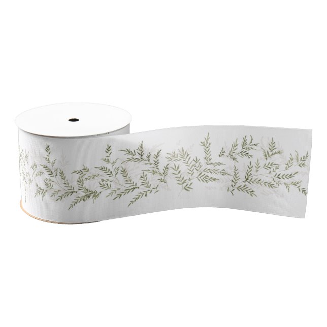 greenery botanical foliage grosgrain ribbon (Spool)