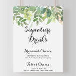 Greenery Botanical Foliage Signature Drinks Sign<br><div class="desc">This greenery botanical foliage signature drinks sign is perfect for a simple wedding. This beautiful watercolor design features botanical green foliage.

Personalise the sign with the names of the bride and groom and their favourite drink choice.</div>