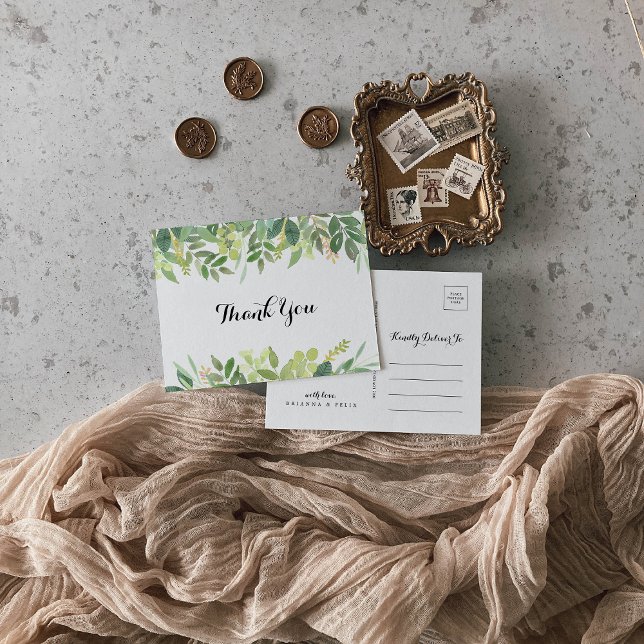 Greenery Botanical Foliage Thank You Postcard (Creator Uploaded)