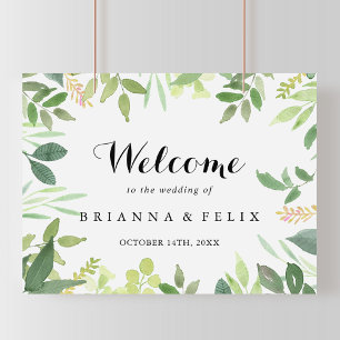 Greenery Botanical Foliage Wedding Welcome Sign