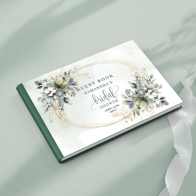 Greenery Botanical Gold Bridal Shower Guest Book (Greenery Botanical Gold Bridal Shower Guest Book)
