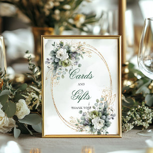 Greenery Botanical Gold Cards And Gifts Table Sig Poster