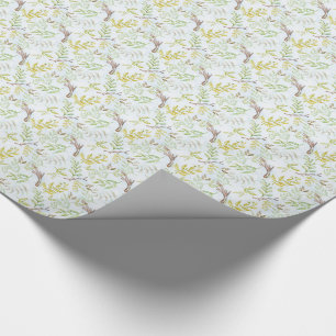 *~* Greenery Botanical Gold Leaves Twigs Branches Wrapping Paper