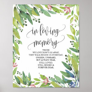 Greenery Botanical In Loving Memory Memorial Sign