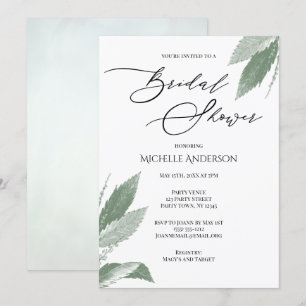 Greenery Botanical Leaves Bridal Shower Invitation