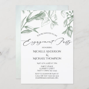 Greenery Botanical Leaves Engagement Party Invitation