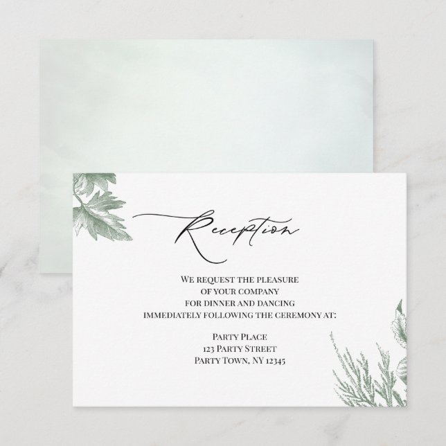 Greenery Botanical Leaves Reception Invitation (Front/Back)