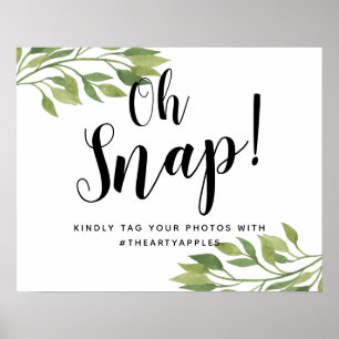 greenery botanical oh snap wedding sign hashtag