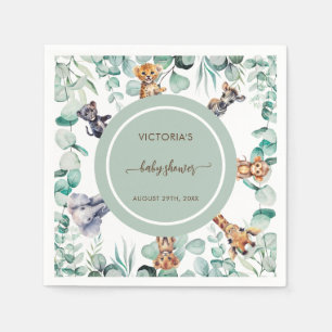 Greenery Botanical Safari Animals Baby Shower  Napkin