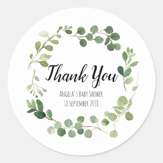 Greenery Botanical Thank You Sticker (Front)