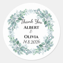 Greenery Botanical Wedding Favour Classic sticker