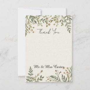 Greenery Botanical Wedding Thank You Card