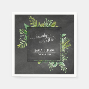 Greenery Bouquet Happily Ever After Chalkboard Napkin