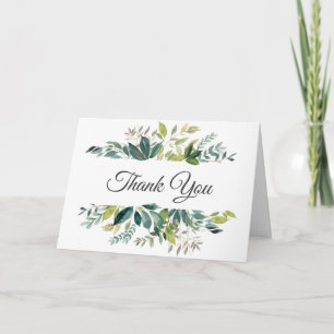 Greenery Bouquet Wedding Photo Thank You Card