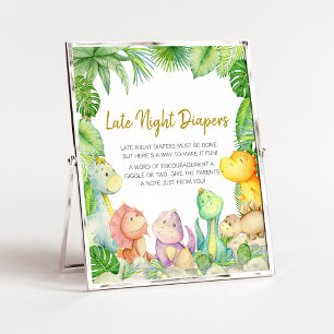 Greenery Boy Dinosaur Baby Late Night Diapers Poster