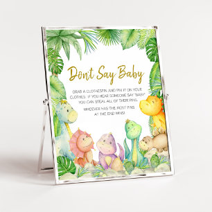 Greenery Boy Dinosaur Baby Shower Don't Say Baby Poster