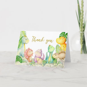 Greenery Boy Dinosaur Baby Shower  Thank You Card