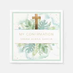 Greenery Boy/Girl Confirmation Pale Green Napkin