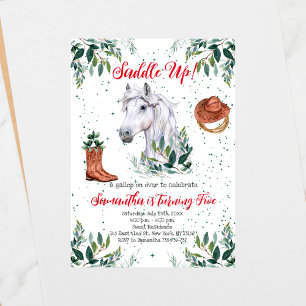 Greenery Boy Horse Birthday Party Invitation