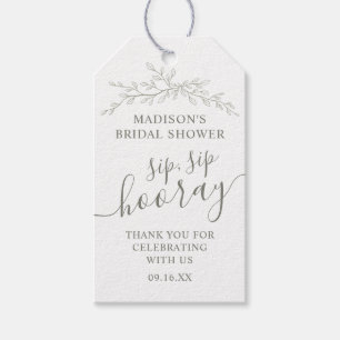 Greenery Branch Sip Sip Hooray Favour Bridal Showe Gift Tags