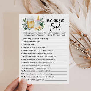 Greenery Brewing Baby Shower Feud Pink Game Card