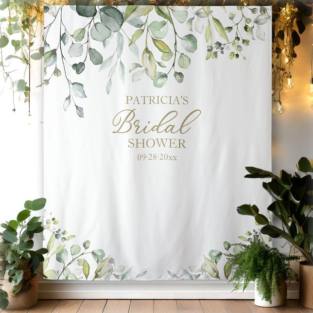 Greenery Bridal Shower Backdrop Photo Prop Tapestry (Creator Uploaded)
