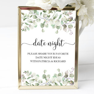 Greenery Bridal Shower Date Night Jar Sign