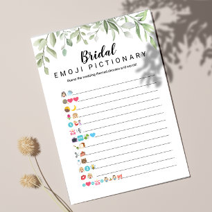 Greenery Bridal Shower Emoji Pictionary Game Card