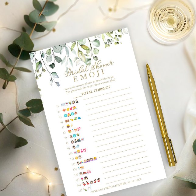 Greenery Bridal Shower Emoji Pictionary Game Flyer (Creator Uploaded)