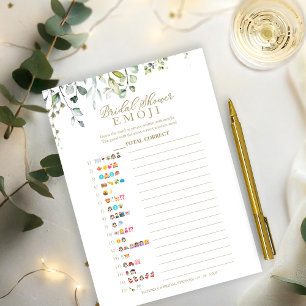 Greenery Bridal Shower Emoji Pictionary Game Invitation