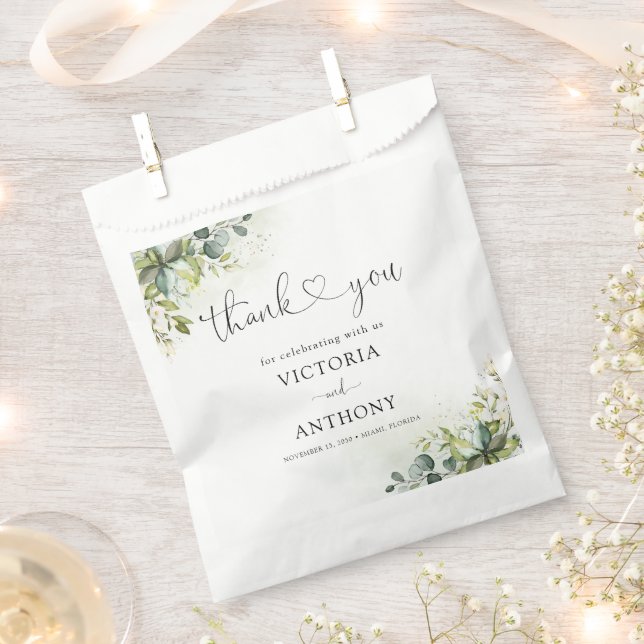 Greenery Bridal Shower Favour Bag (Clipped)