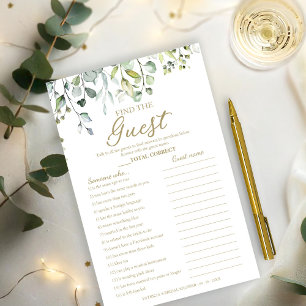 Greenery Bridal Shower Find The Guest Game Flyer